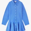 Shirt Dress in Blue Cotton
