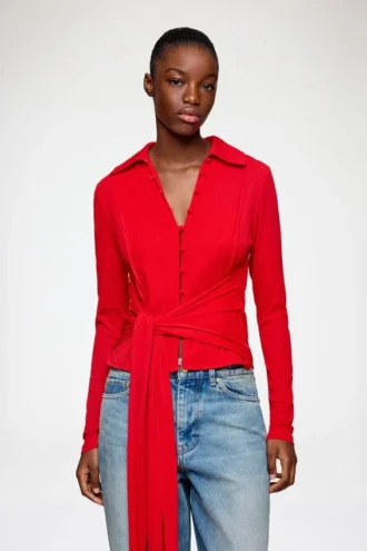 Shirt in Red Marl Mesh