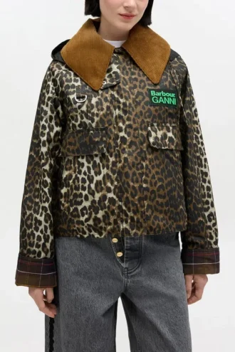 Short Wax Jacket in Leopard