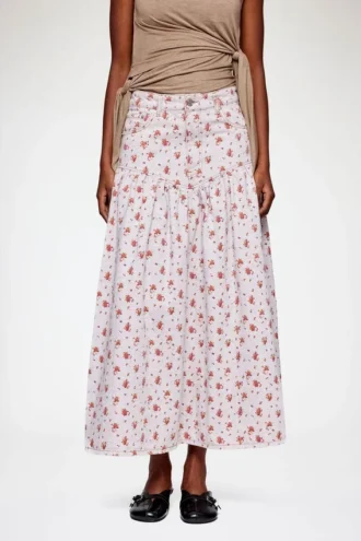 Skirt in Printed Denim