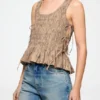 Smock Top in Printed Stretch