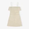 Stretch Seersucker Strap Mini Dress