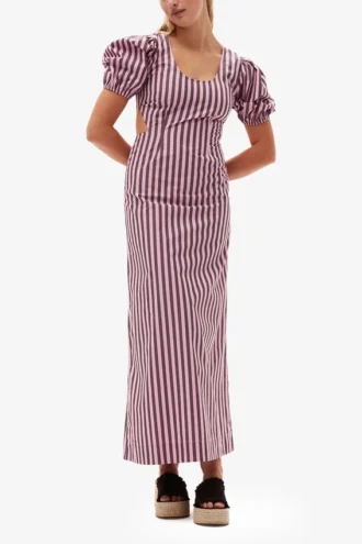 Striped Cotton Cutout Dress