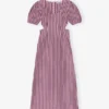 Striped Cotton Cutout Dress