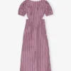 Striped Cotton Cutout Dress