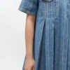 Striped Denim Pleated Dress