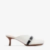 Sue Heeled Mules in white