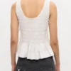 Top in White Smocked Cotton