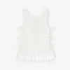 Top in White Smocked Cotton