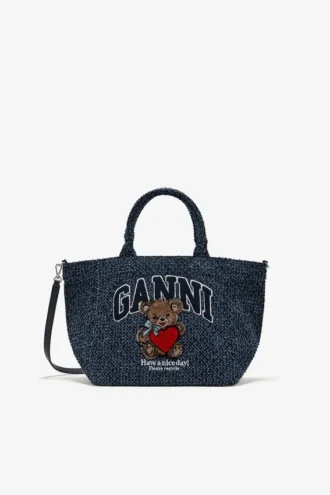 Tweed Denim Small Bear Tote