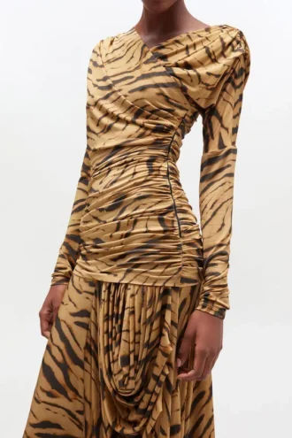 Zebra Print Ruched Dress